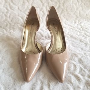 Anne Klein Nude Patent Leather Pointed Toe Pumps